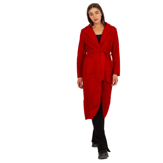 Och Bella Dámsky kabát s opaskom Merve OCH BELLA červený TW-PL-BI-5220.63_391248 Univerzalne