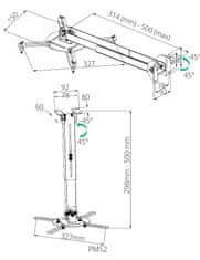 TB Projector mount 2in1 TB-M52 ceiling/wall 10kg