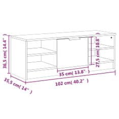 Vidaxl TV stolík biely 102x35,5x36,5 cm spracované drevo