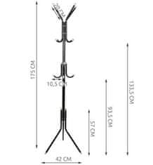 ISOTRA Kovový vešiak na kabáty čierny, 534, 175cm