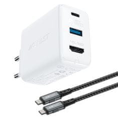 shumee Nástenná nabíjačka 2v1 s USB-C káblom + USB-C - HDMI 4K adaptér biely