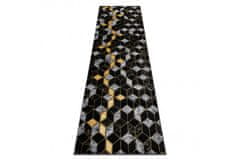 Dywany Łuszczów Behúň Gloss 400B 86 3D geometric black/gold 60x300