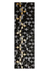 Dywany Łuszczów Behúň Gloss 400B 86 3D geometric black/gold 60x300