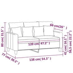 Vidaxl 2-miestna pohovka hnedá 120 cm látka