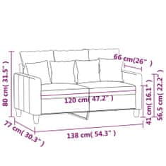 Vidaxl 2-miestna pohovka vínovo-červená 120 cm látka