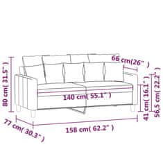 Vidaxl 2-miestna pohovka krémová 140 cm zamat