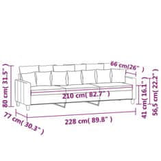 Vidaxl 3-miestna pohovka hnedá 210 cm látka