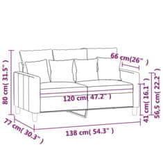 Vidaxl 2-miestna pohovka tmavosivá 120 cm zamat