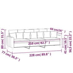 Vidaxl 3-miestna pohovka vínovo-červená 210 cm zamat