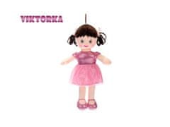 Mikro Trading Viktorka handrová bábika 32 cm česky hovoriaca na batérie svetlo ružová