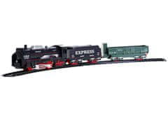 Mikro Trading Retro vlak s vagónmi 34 cm a koľajnicami 68x68 cm na batérie so svetlom v krabici