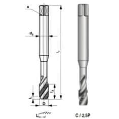 Narex Závitník strojný 3044 M16 HSSE PN/8 164160 skrutkovica