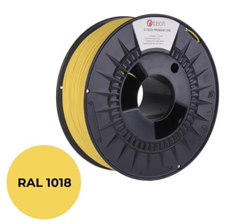 C-Tech tlačová struna PREMIUM LINE ( filament ), PLA, zinková žltá, RAL1018, 1,75mm, 1kg