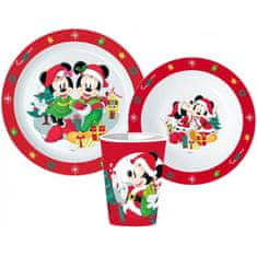 Stor Vianočná sada plastového riadu Mickey & Minnie Mouse