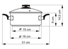 Kolimax BLACK GRANITEC rajnica s pokrievkou 18cm 2,0l