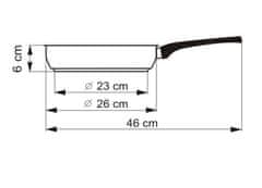 Kolimax Panvica 26cm s rukoväťou, GRANITEC, čierna