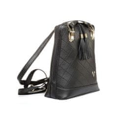 VegaLM Kožený ruksak z pravej kože so strapcami a možnosťou nosenia ako kabelky v čiernej farbe