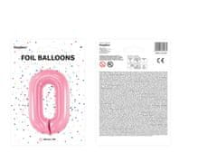 PartyDeco Fóliový balón Číslo 0 svetloružový 86cm