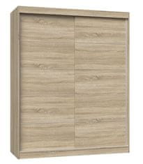 shumee Šatní skříň s posuvnými dveřmi a ozdobnými lištami IGA 160x61xH200 sonoma