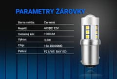 SEFIS LED žiarovka P21/5W BAY15D 15SMD 3,5W červená