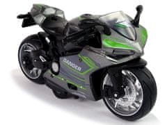 Lean-toys Športové motocykle Šedé zelené pásy 1:12 Pull-Back Drive Sound Lights