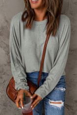 OMG! Dámsky jednofarebný patchworkový sveter s dlhým rukávom Baja šedá S