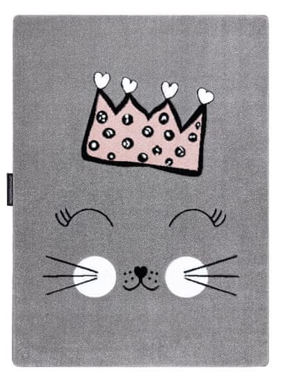 Dywany Łuszczów Detský kusový koberec Petit Cat crown grey
