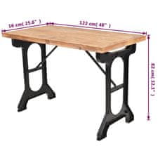 Vidaxl Jedálenský stôl, doska z masívneho jedľového dreva, 122x65x82 cm