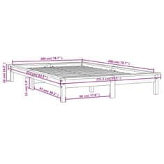 Vidaxl Posteľný rám sivý 200x200 cm masívna borovica