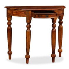 Vidaxl Polkruhový príručný stolík, masívne sheeshamové drevo, 90x40x76 cm