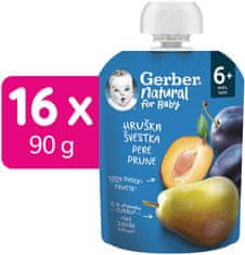 Gerber Natural kapsička hruška a slivka 16x90 g