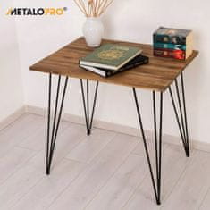 MetaloPro 4x Stolové nohy roxor, Stolové podnože z betonárskej ocele, Stolové nohy Hairpin čierne, 71 cm