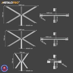 MetaloPro Stolová noha Spider, Stolová podnož čierna, Stolový rám v tvare X, Kovová noha na stôl, 140x70x72 cm