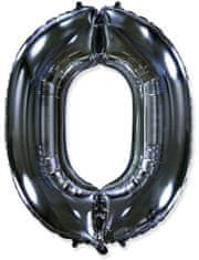 Fóliový balónik číslica 0 - čierny - black - 102 cm