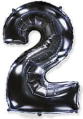Fóliový balónik číslica 2 - čierny - black - 102 cm