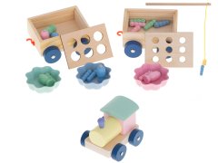 WOWO Montessori Vláčik s Triedičom - Drevený Montessori Vláčik s Triedičom a Rybičkami