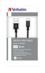 VERBATIM Micro USB kábel 30cm, SYNC + CHARGE čierny