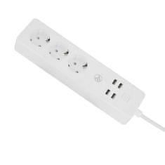 Tellur WiFi Smart Power Strip, 3x zásuvka, 4x USB 4A, 2200W, 10A, 1.8m, biela