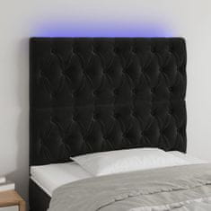 Vidaxl Čelo postele s LED čierne 90x7x118/128 cm zamat