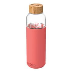 QUOKKA Quokka Flow, Sklenená fľaša so silikónovým povrchom PINK BOTANICAL, 660ml, 40006