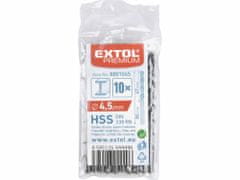 Extol Premium Vrták do kovu 10ks, HSS, DIN338, O4,5mm, EXTOL PREMIUM