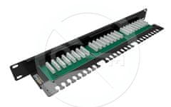 Solarix Patch panel Solarix 24 x RJ45 CAT5E UTP s vyväzovacou lištou 1U SX24L-5E-UTP-BK-N