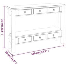 Vidaxl Konzolový stolík so zásuvkami čierny 110x30x75cm masív. mahagón