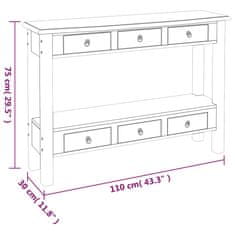 Vidaxl Konzolový stolík so zásuvkami 110x30x75 cm masívny mahagón