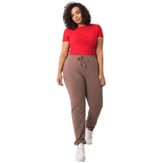 BASIC FEEL GOOD Dámske plus size tepláky BEATRIZ dark beige RV-DR-6301.88_360620 2XL