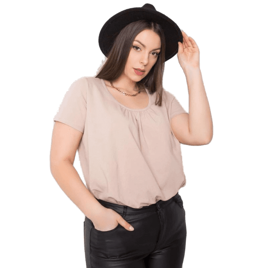 BASIC FEEL GOOD Dámska bavlnená blúzka plus size CELESTE beige RV-TS-6320.85P_361537 3XL