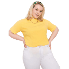 BASIC FEEL GOOD Dámska plus size blúzka z rebrovanej tkaniny STELLA žltá RV-BZ-6323.92_362533 XL