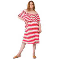 BASIC FEEL GOOD Dámske pruhované plus size šaty ANNABEL coral white RV-SK-6638.71_364866 XL