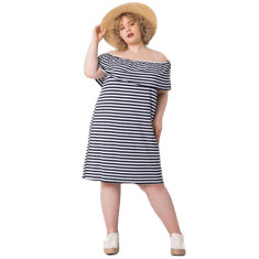 BASIC FEEL GOOD Dámske pruhované plus size šaty ANNABEL námornícka modrá a biela RV-SK-6638.71_364867 3XL