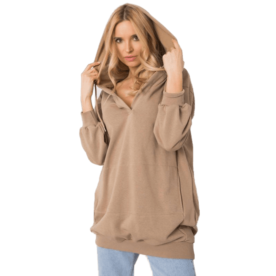 Ex moda Dámska mikina OLIVE svetlohnedá EM-BL-ES-21-528.12X_364692 S